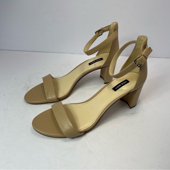NINE WEST Pruce Ankle Strap Block Heel Sandals Size 11M Womens Natural Tan - Picture 3 of 7